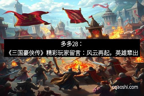 多多28：《三国豪侠传》精彩玩家留言：风云再起，英雄辈出